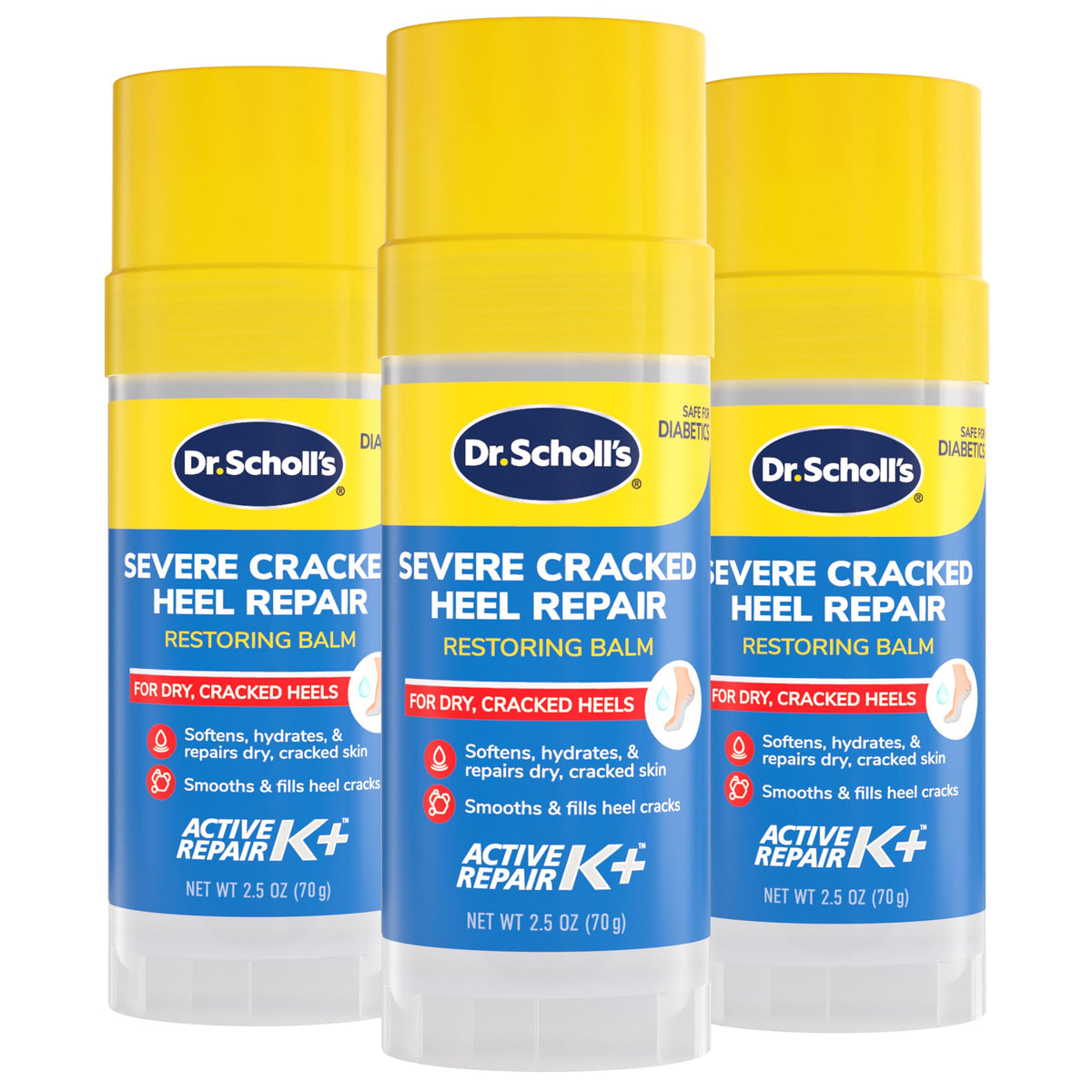 Dr. Scholl's front packaging showing product name and 3-pack convenience