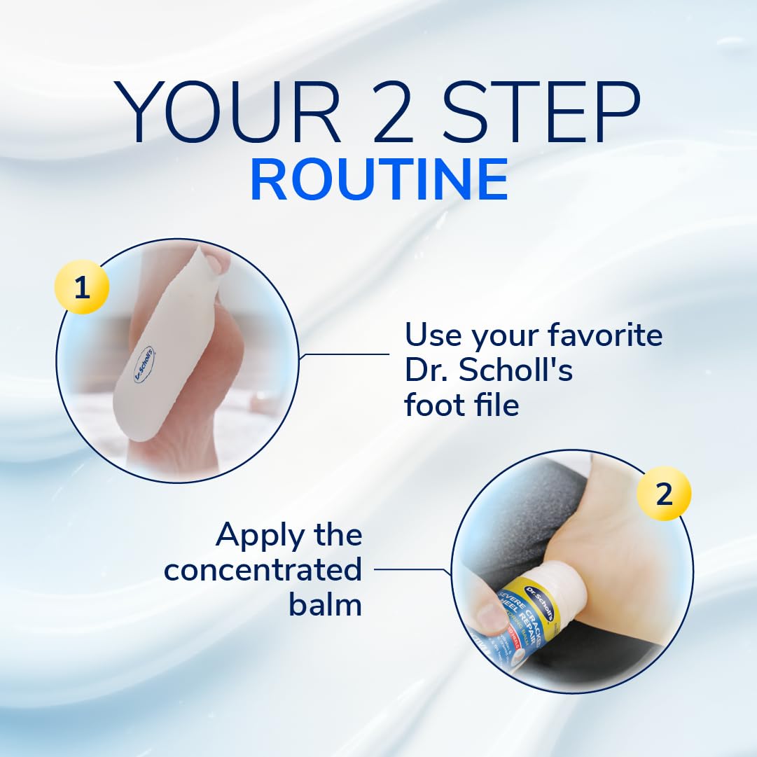 Dr. Scholl's product on bathroom shelf suggesting easy daily use