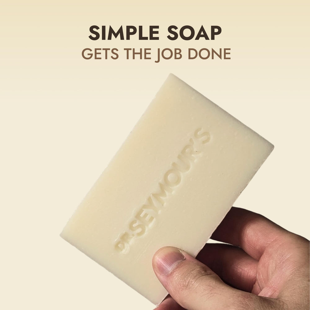Dr. Seymour's lather on skin demonstrating gentle rinse-off and clean finish