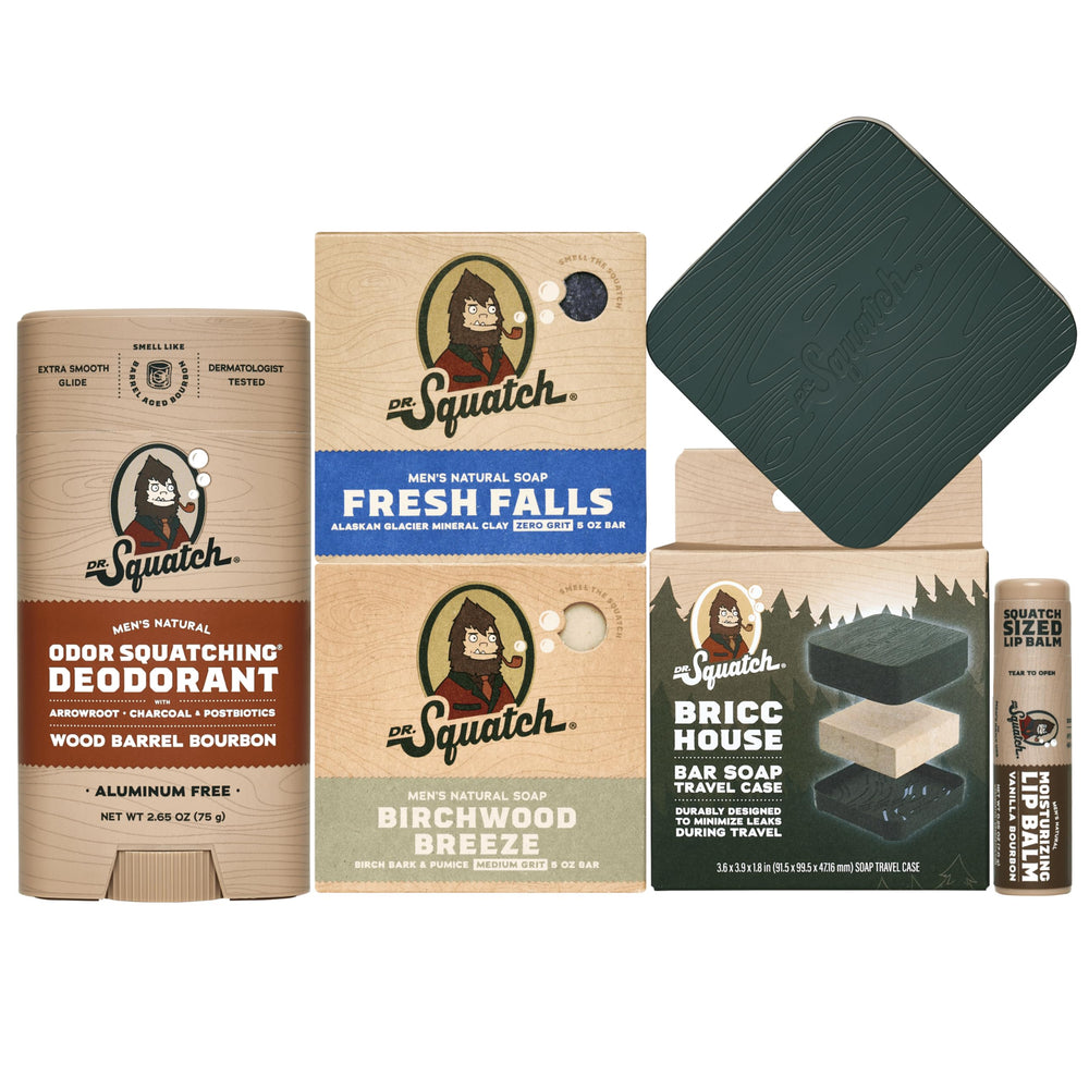 Dr. Squatch Bricc House travel pack front view showing compact kit convenience