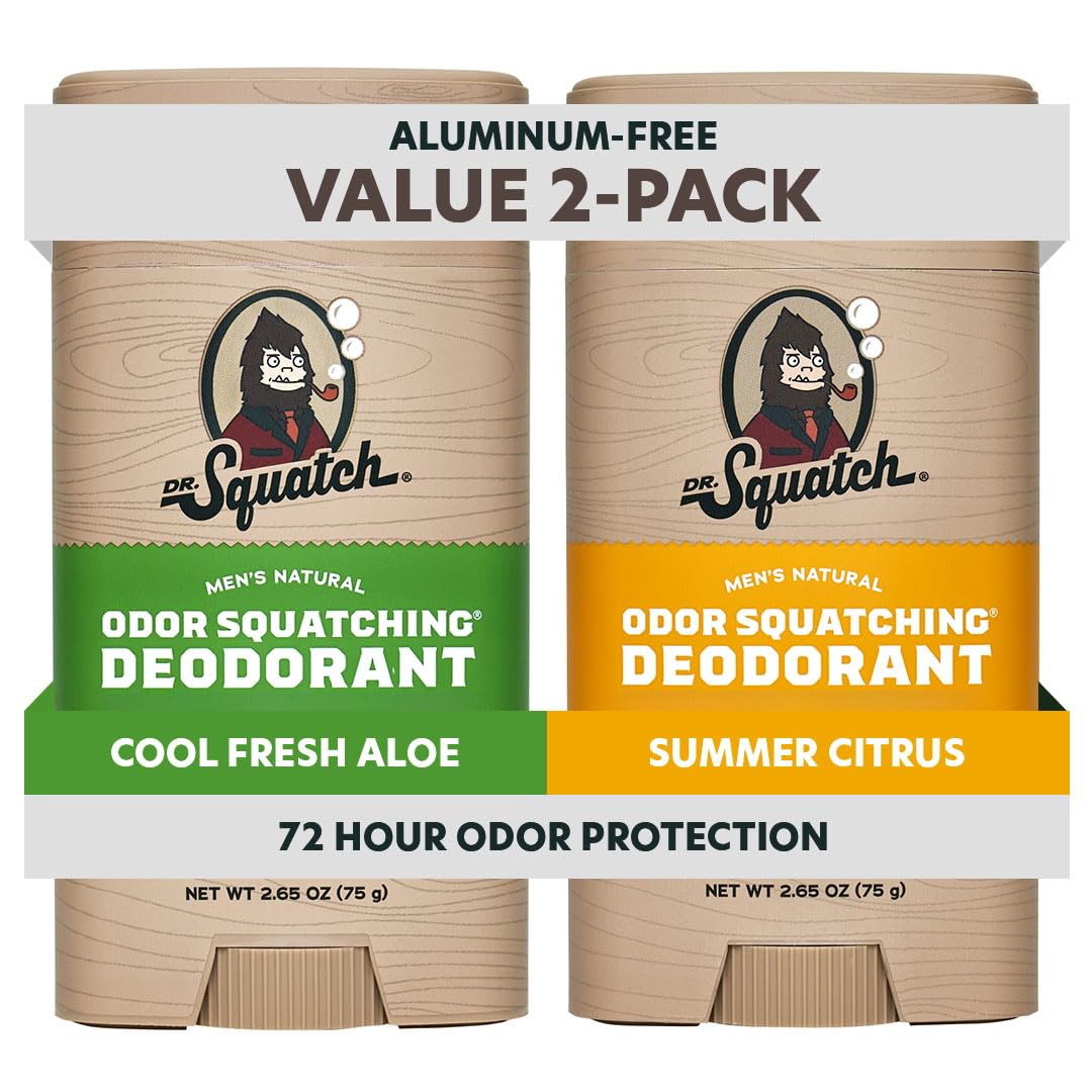 Dr. Squatch front packaging shows 2-pack and scent variety for convenience