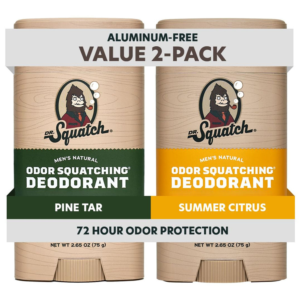Dr. Squatch 2-pack front view showing both deodorant sticks for easy selection