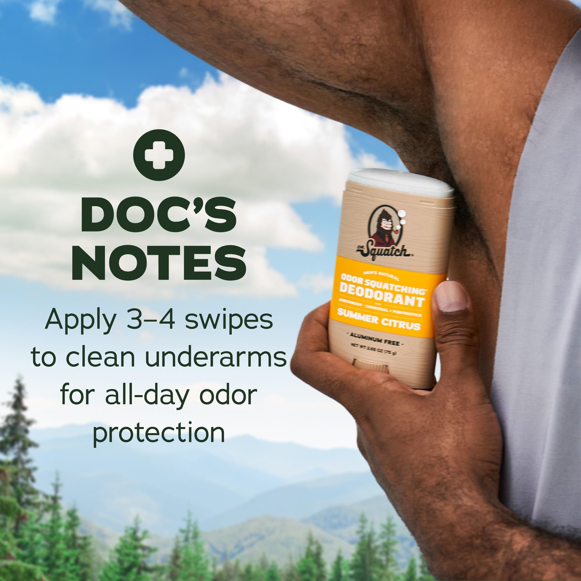 Dr. Squatch label close-up reading aluminum-free and natural-origin claims