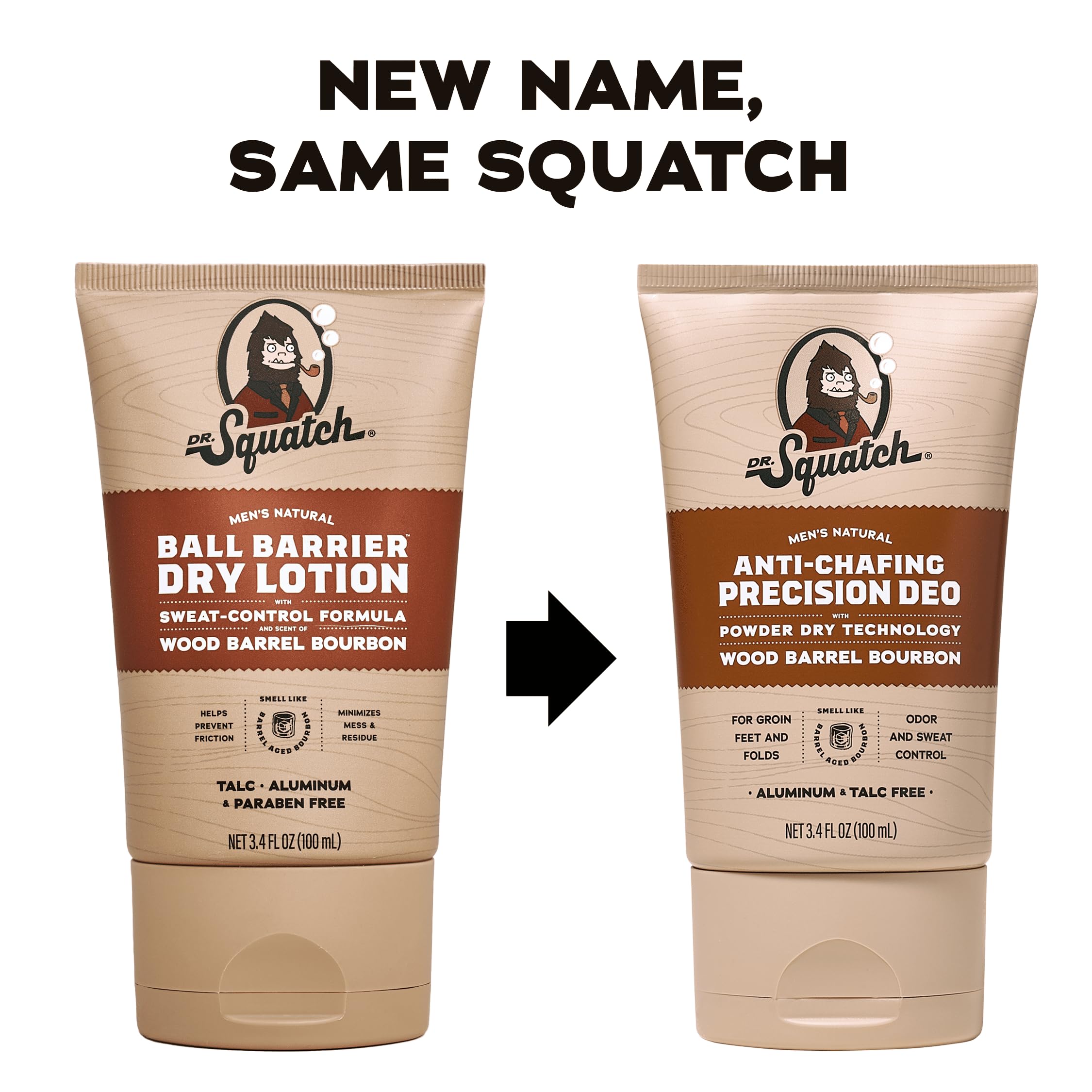 Dr. Squatch open cap displaying lotion-to-powder texture for quick dry