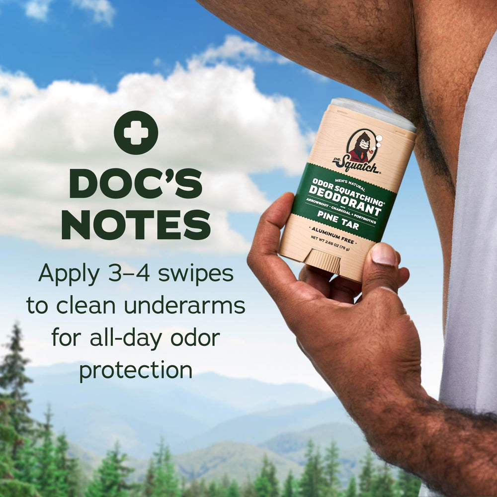 Visual of pine tar and citrus fruits representing Dr. Squatch scent notes