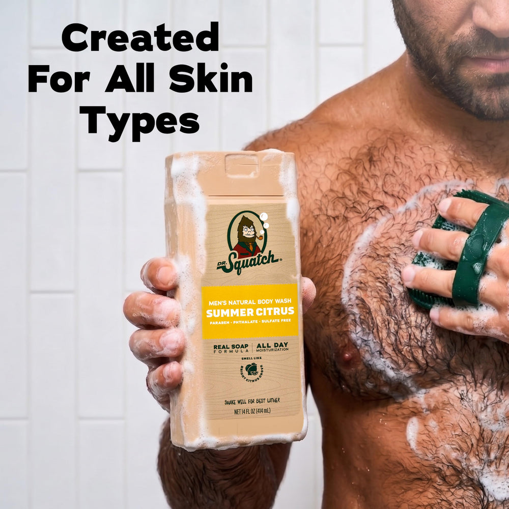 Dr. Squatch rich foam lather texture demonstrating moisturizing effect