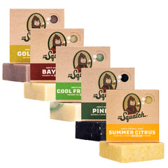 Dr. Squatch five-pack front packaging showing variety and convenience