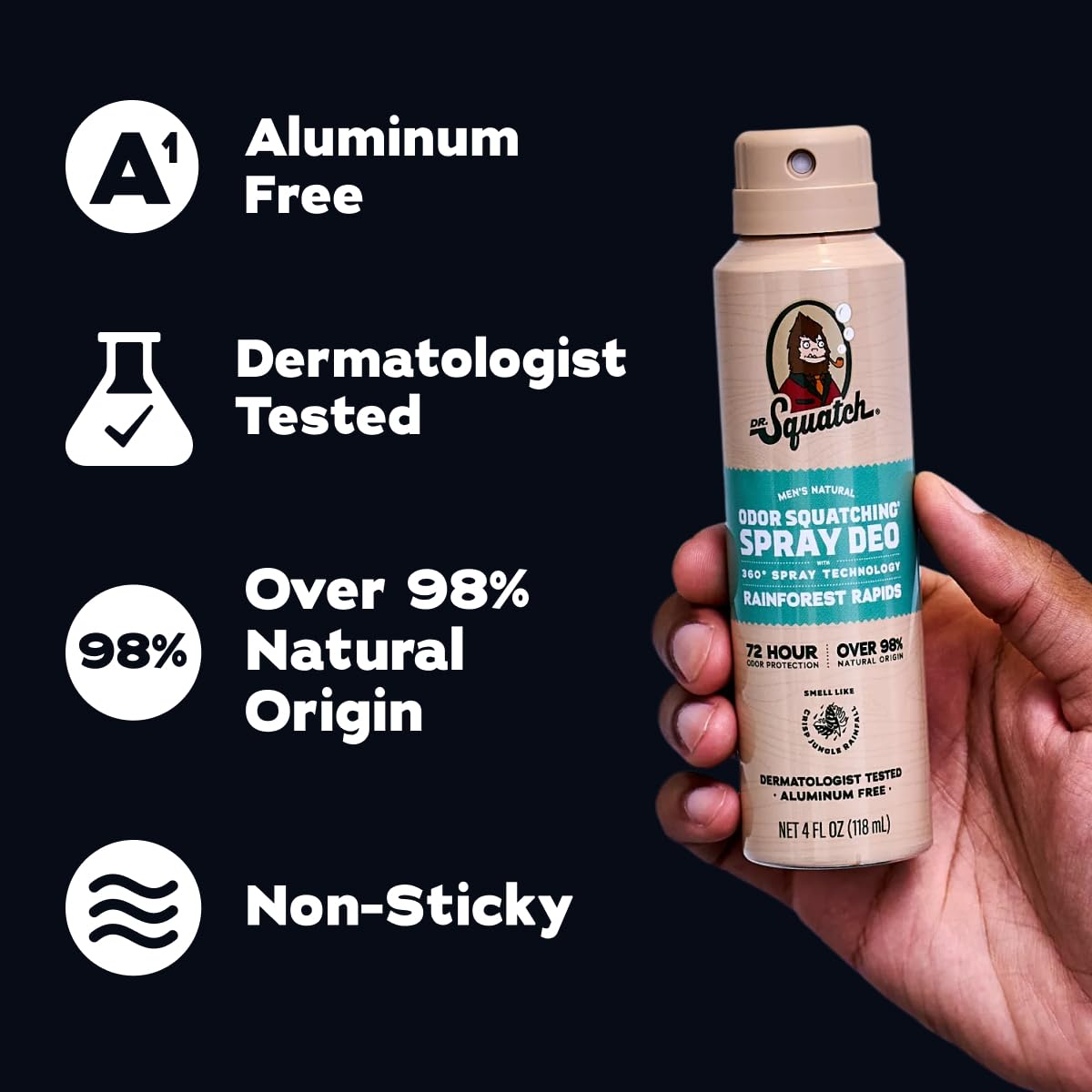 Dr. Squatch in-use underarm shot illustrating even coverage and comfort