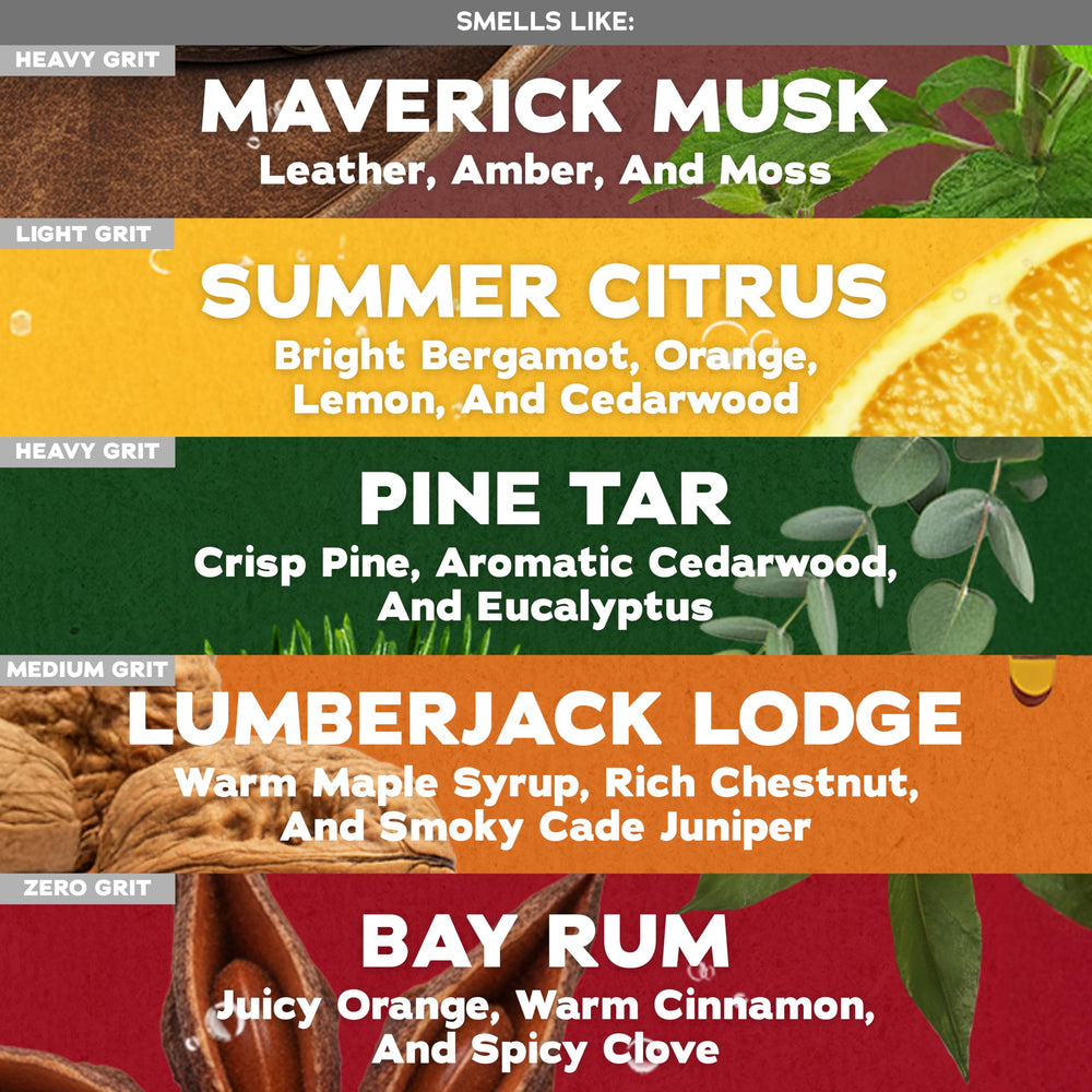 Dr. Squatch individual bar label illustrating scent name and clean ingredient list