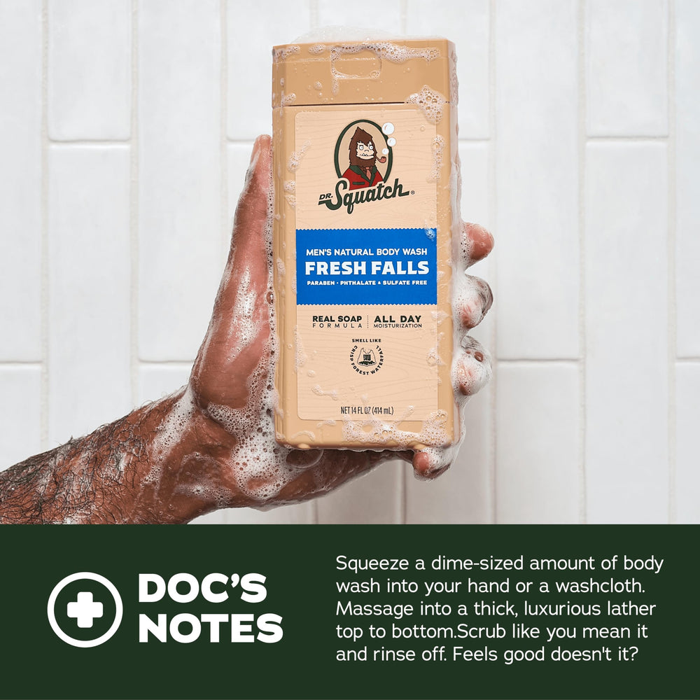 Dr. Squatch ingredients label showing natural components and clarity
