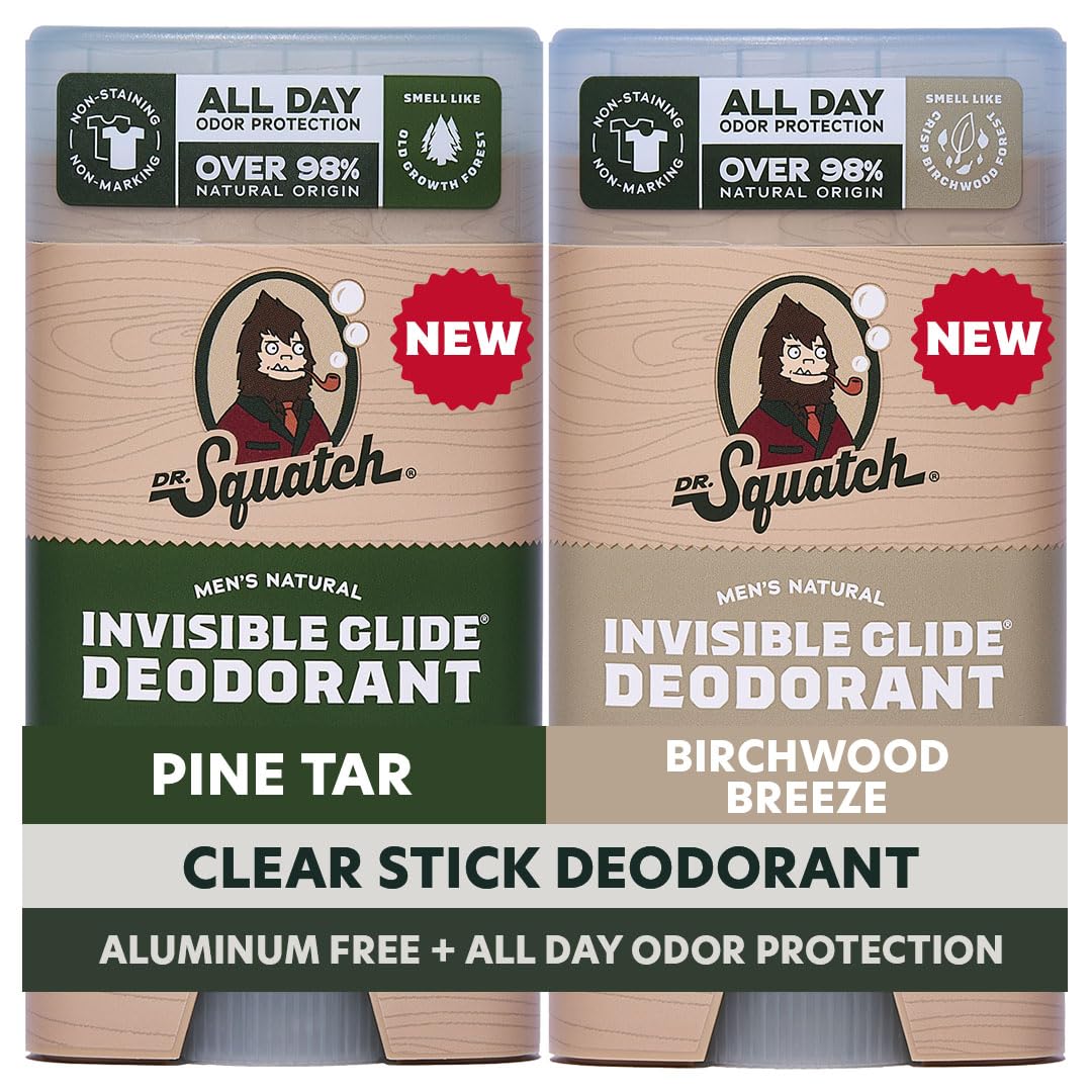 Dr. Squatch front packaging showing two-stick 2-pack, convenient supply