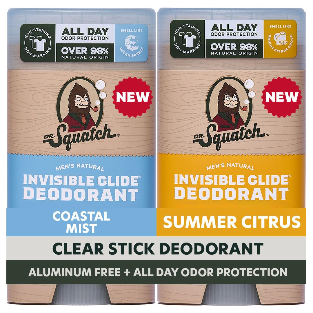 Dr. Squatch front packaging shows two-stick 2-pack and benefits