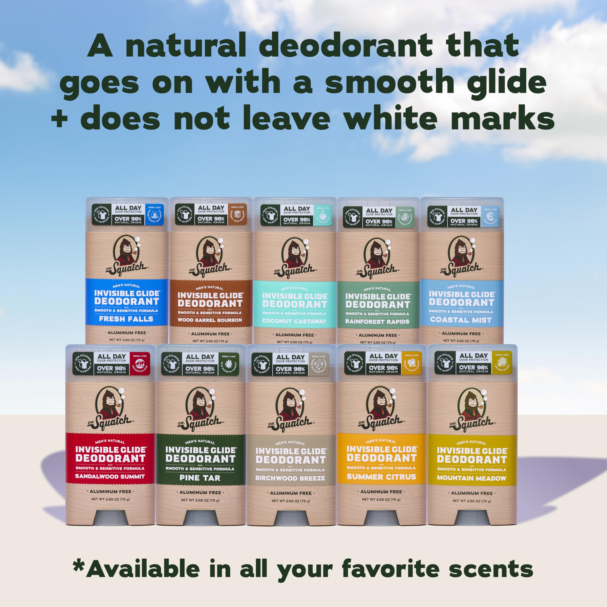 Dr. Squatch natural ingredient assortment illustrating plant-derived components