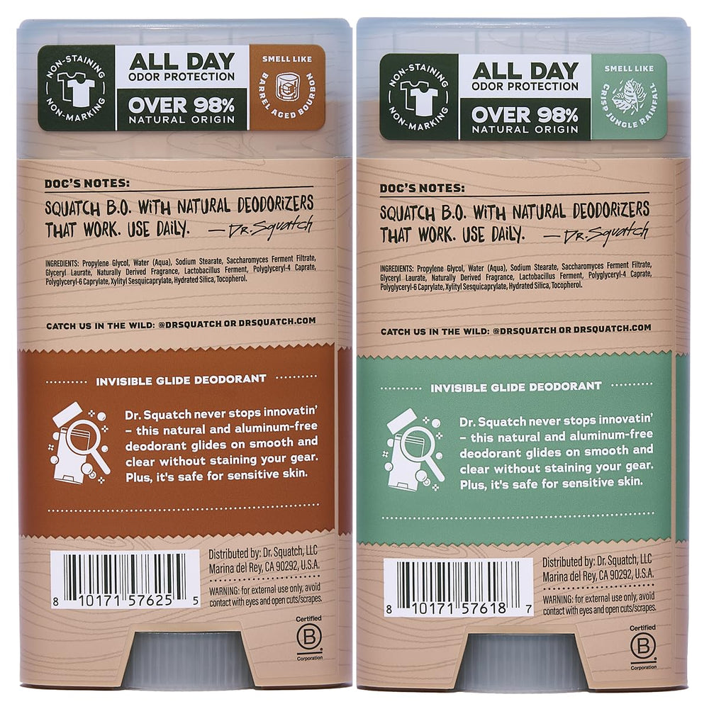 Deodorant next to a ruler showing size of Dr. Squatch stick, travel-friendly benefit