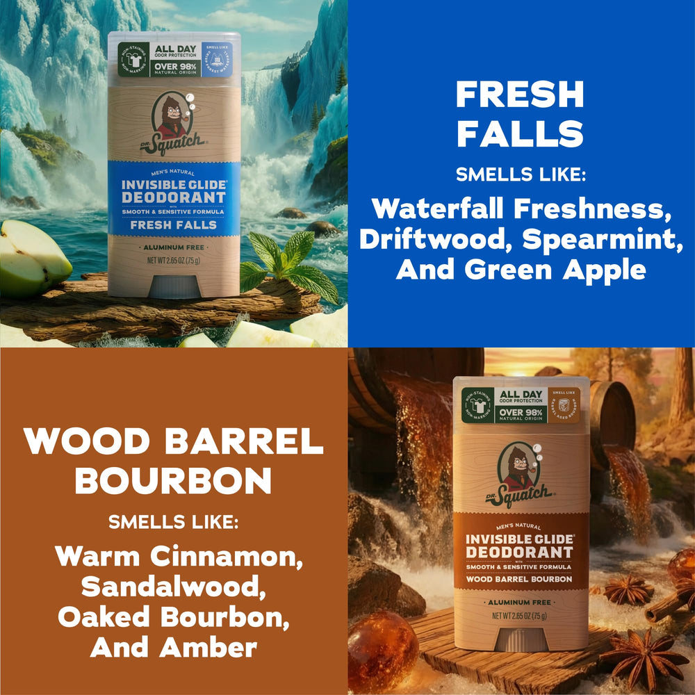 Dr. Squatch two deodorant sticks side-by-side highlighting value pack benefit