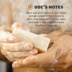 Dr. Squatch label close-up showing natural ingredients and transparency