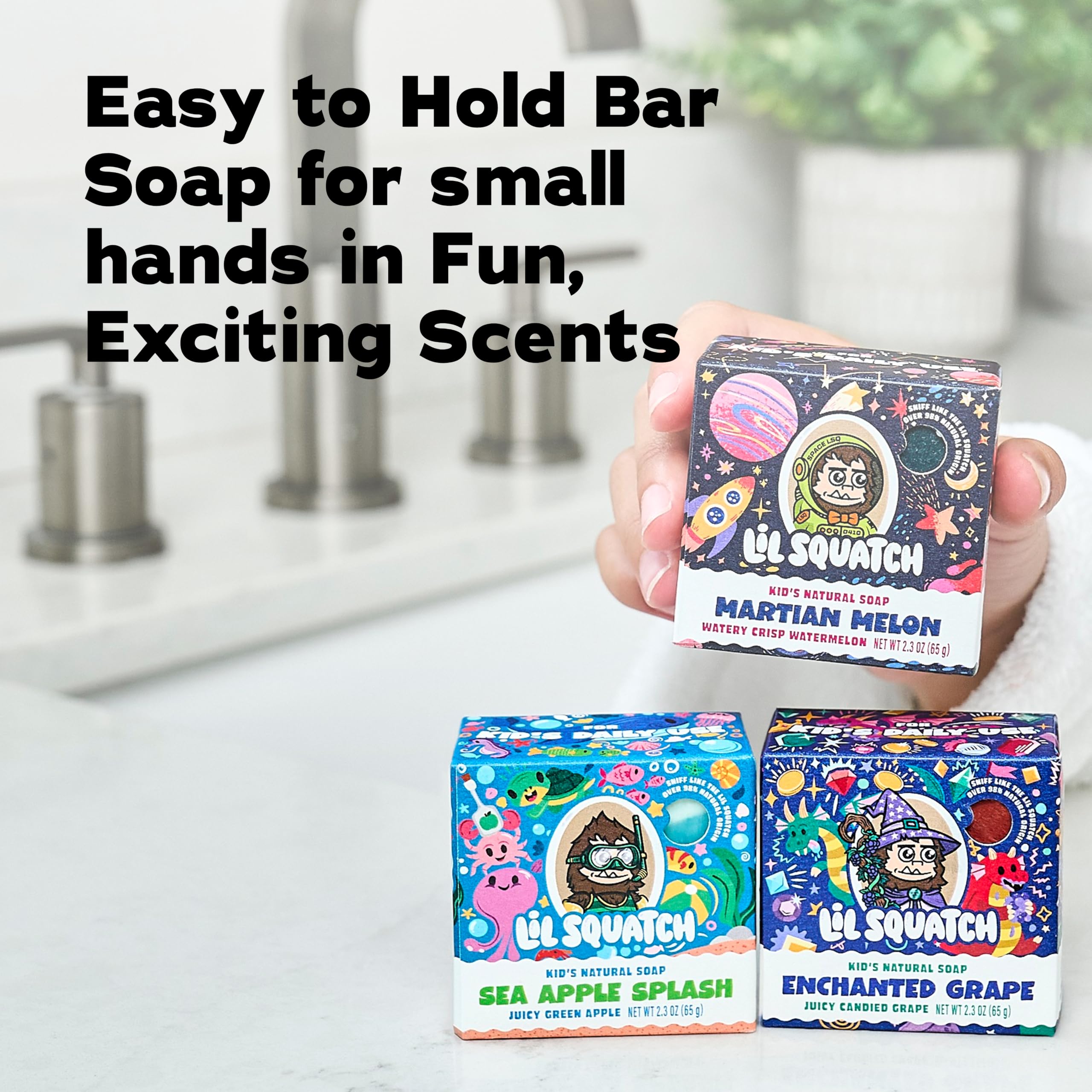 Dr. Squatch close-up of soap texture highlighting gentle lather for kids