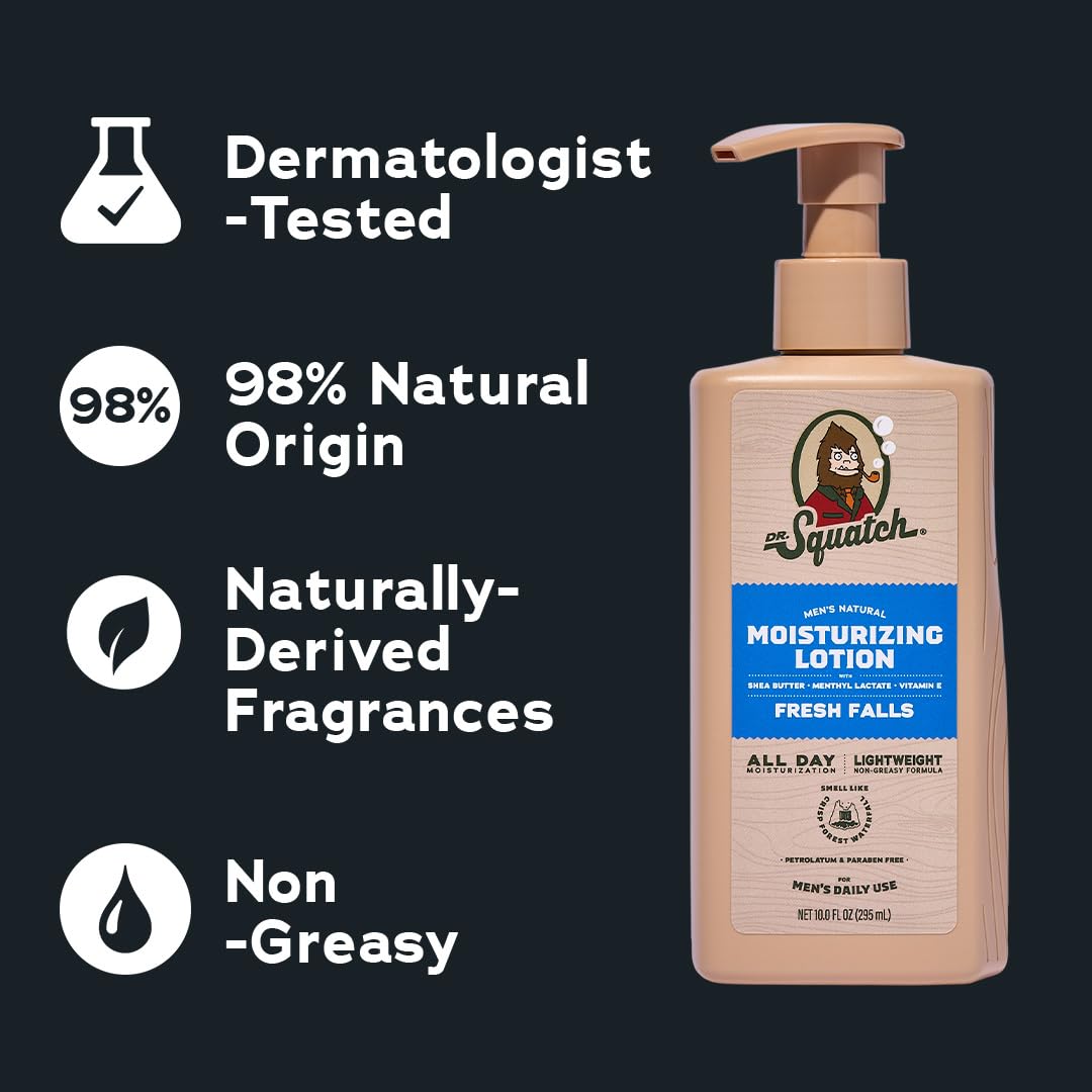 Dr. Squatch lotion applied to hand demonstrating quick absorption benefit
