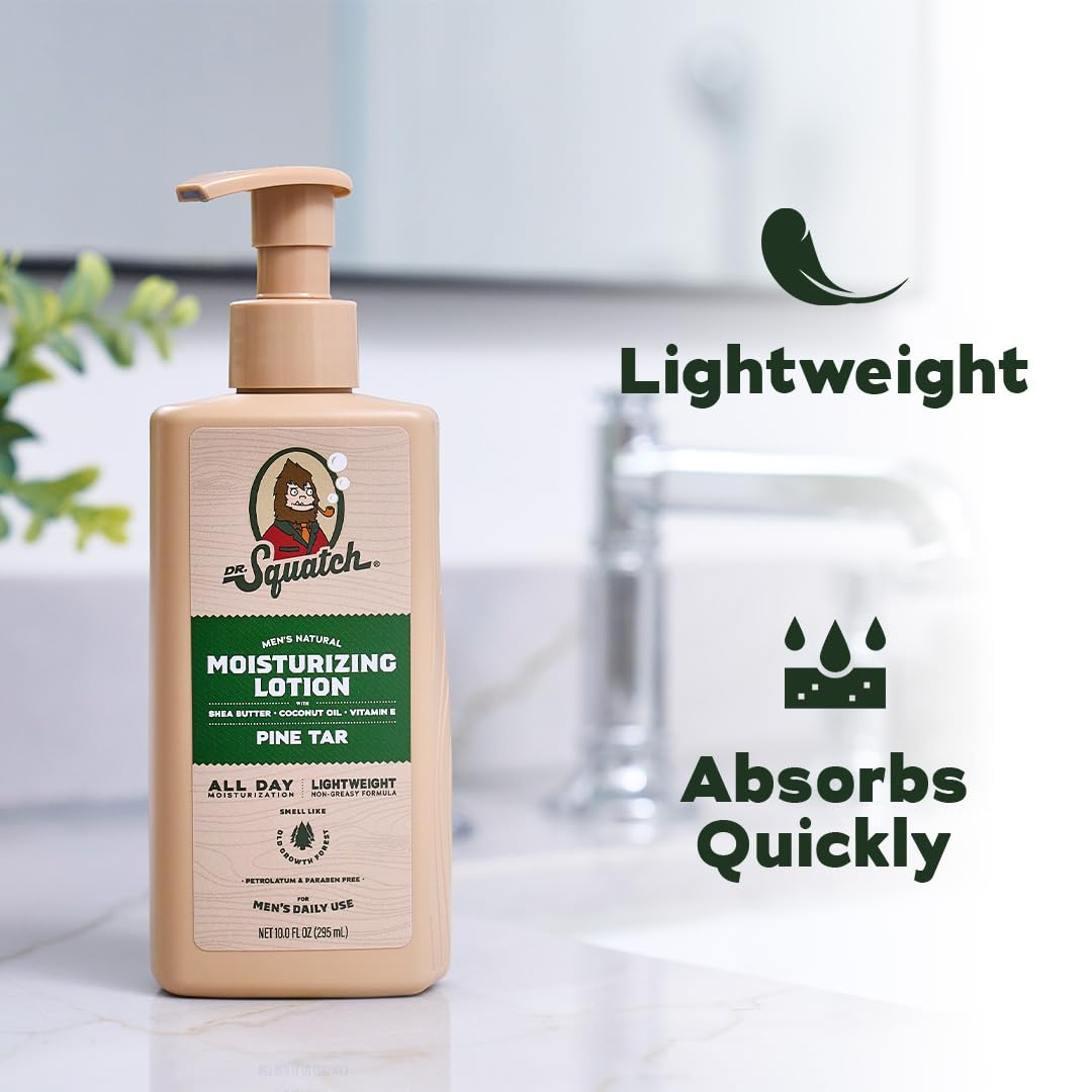 Dr. Squatch lotion texture close-up showing lightweight, smooth finish