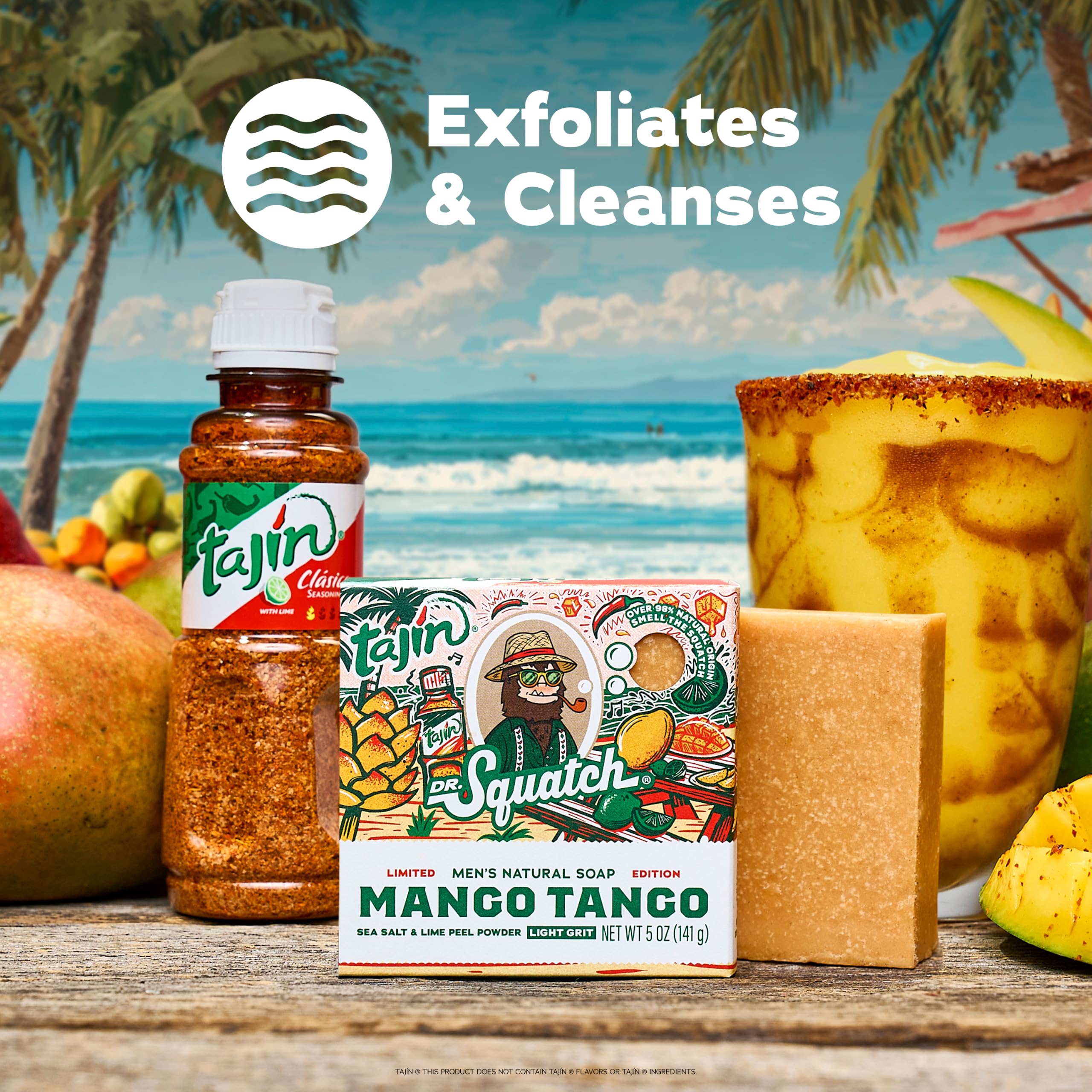 Dr. Squatch Mango Tango bar top view highlighting vibrant color and fragrance