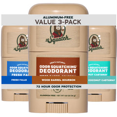 Dr. Squatch mini deodorant front packaging shows size and portability benefit