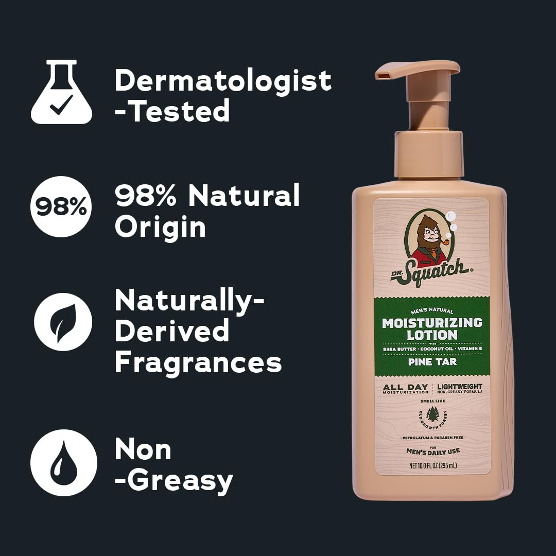 Dr. Squatch Pine Tar label detail conveying natural masculine scent
