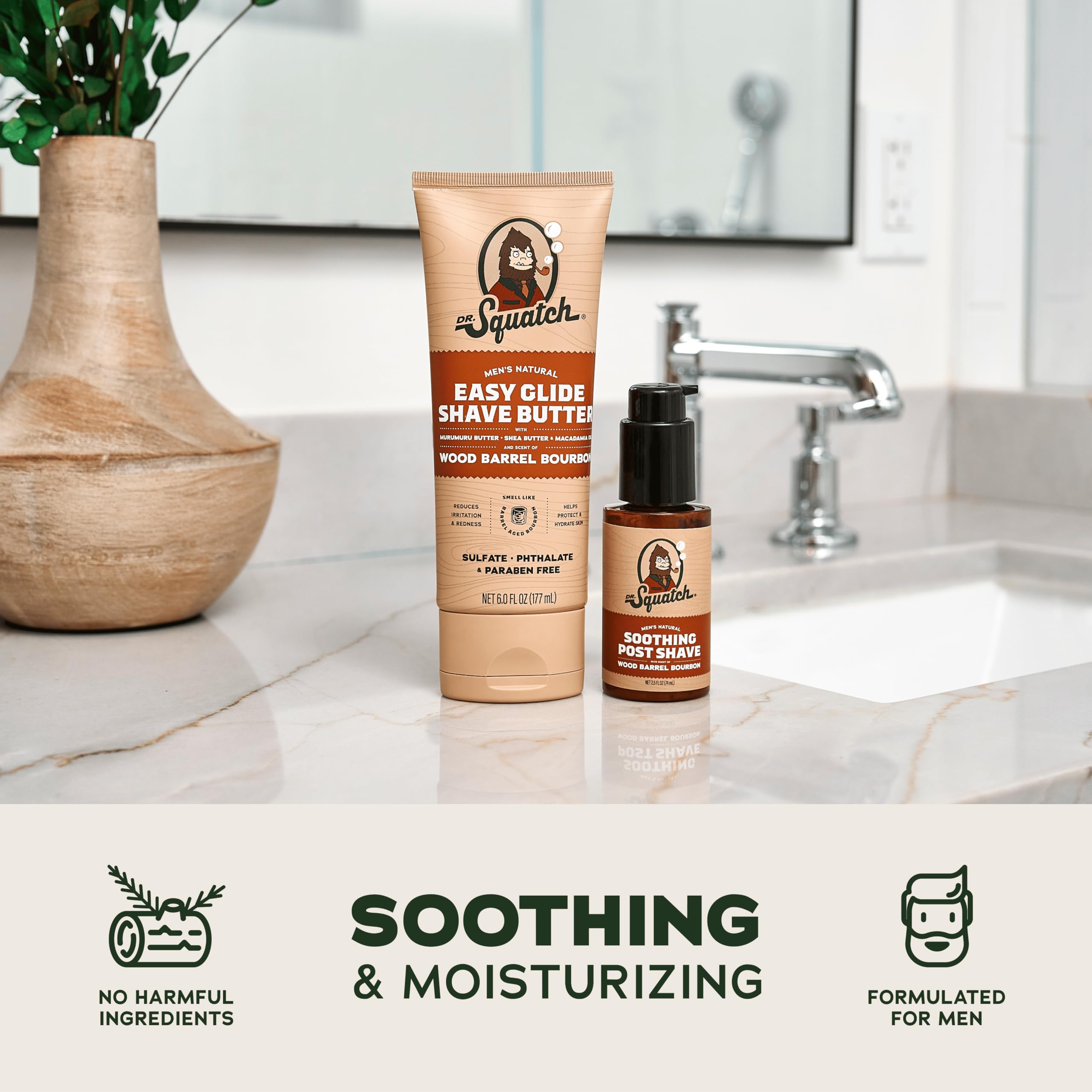Dr. Squatch post-shave moisturizer pump detail highlighting fast-absorbing hydration