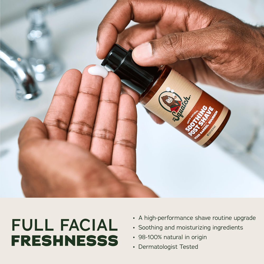Dr. Squatch products staged in bathroom routine showing streamlined shaving benefits