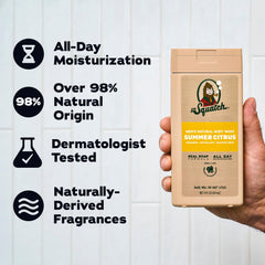 Dr. Squatch pump dispensing shower gel showing easy controlled use