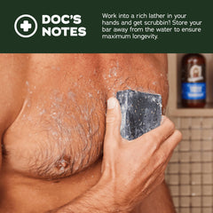 Dr. Squatch Rainforest Rapids bar side view highlighting natural texture and exfoliation