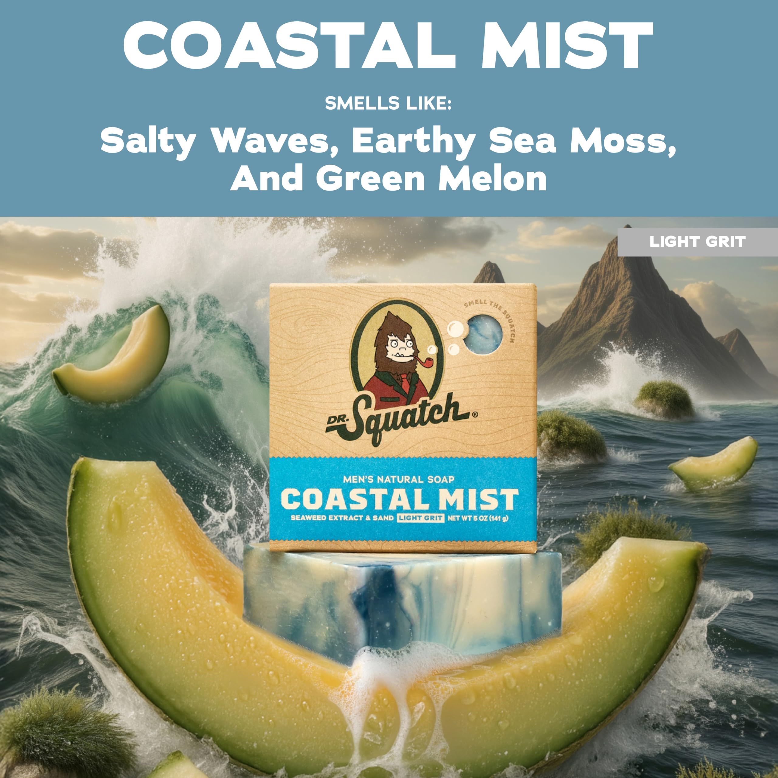 Dr. Squatch soap lathered in hand demonstrating rich foam and cleansing