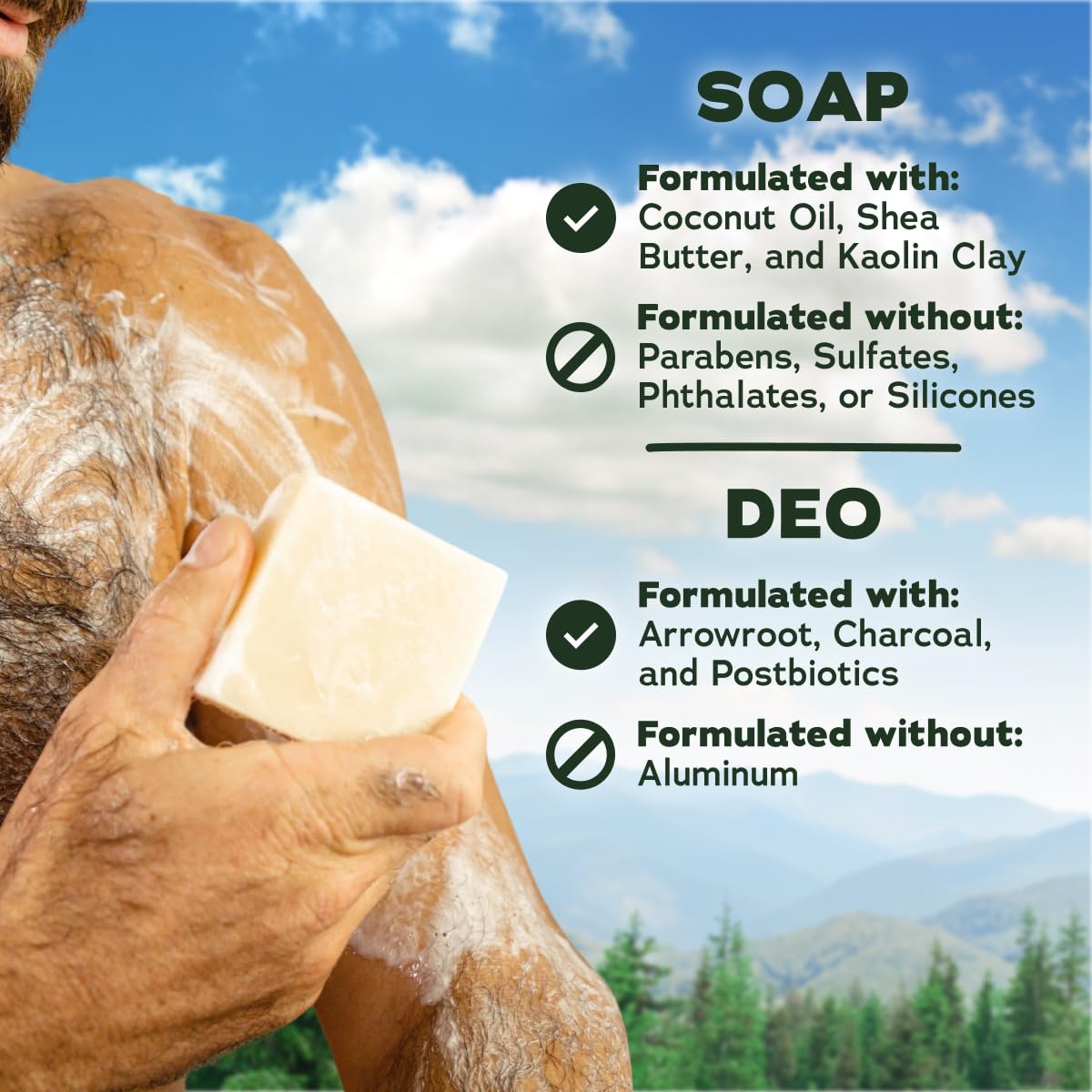 Dr. Squatch soap held in hand to show actual size and solid weight