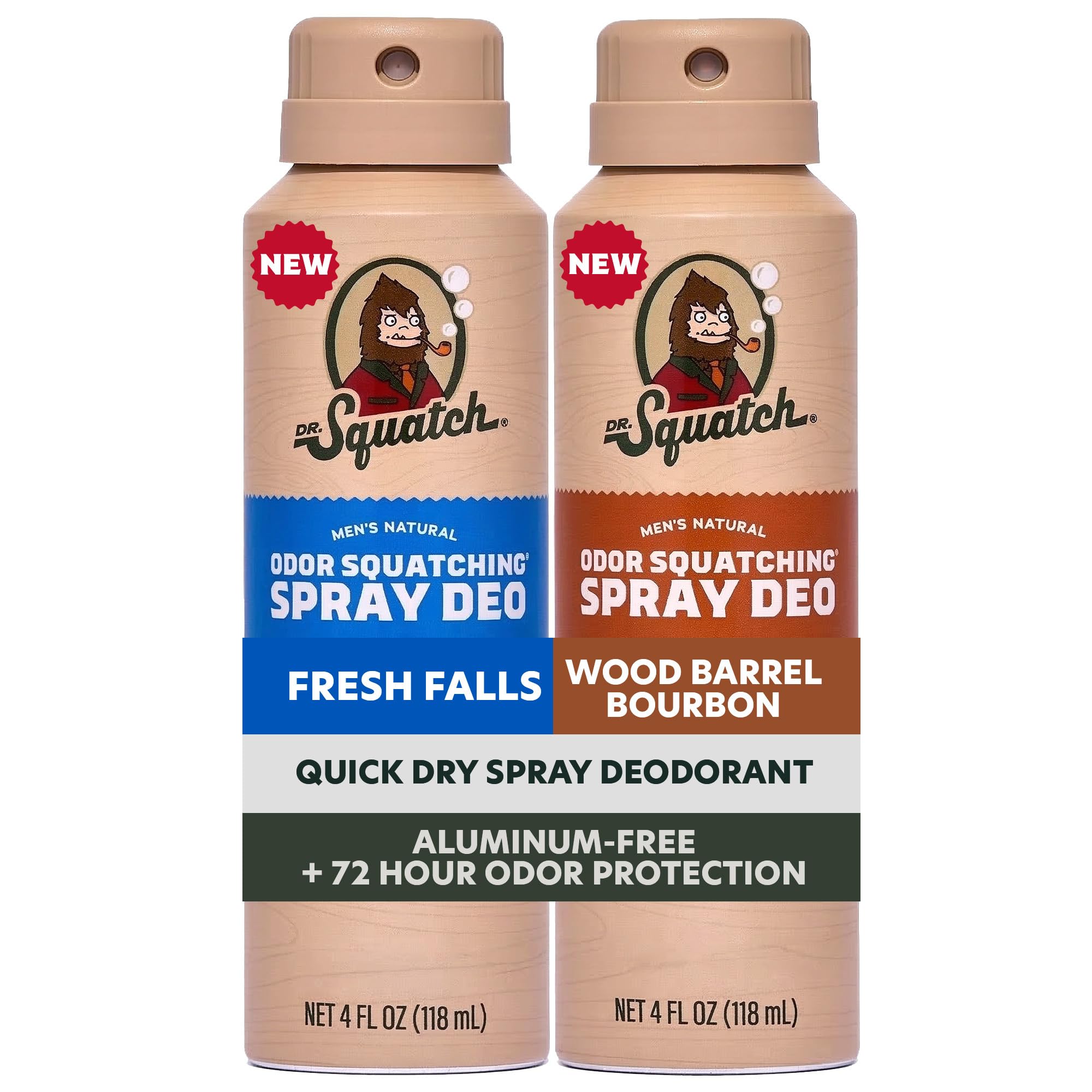 Dr. Squatch front packaging showing two 4oz sprays for travel convenience