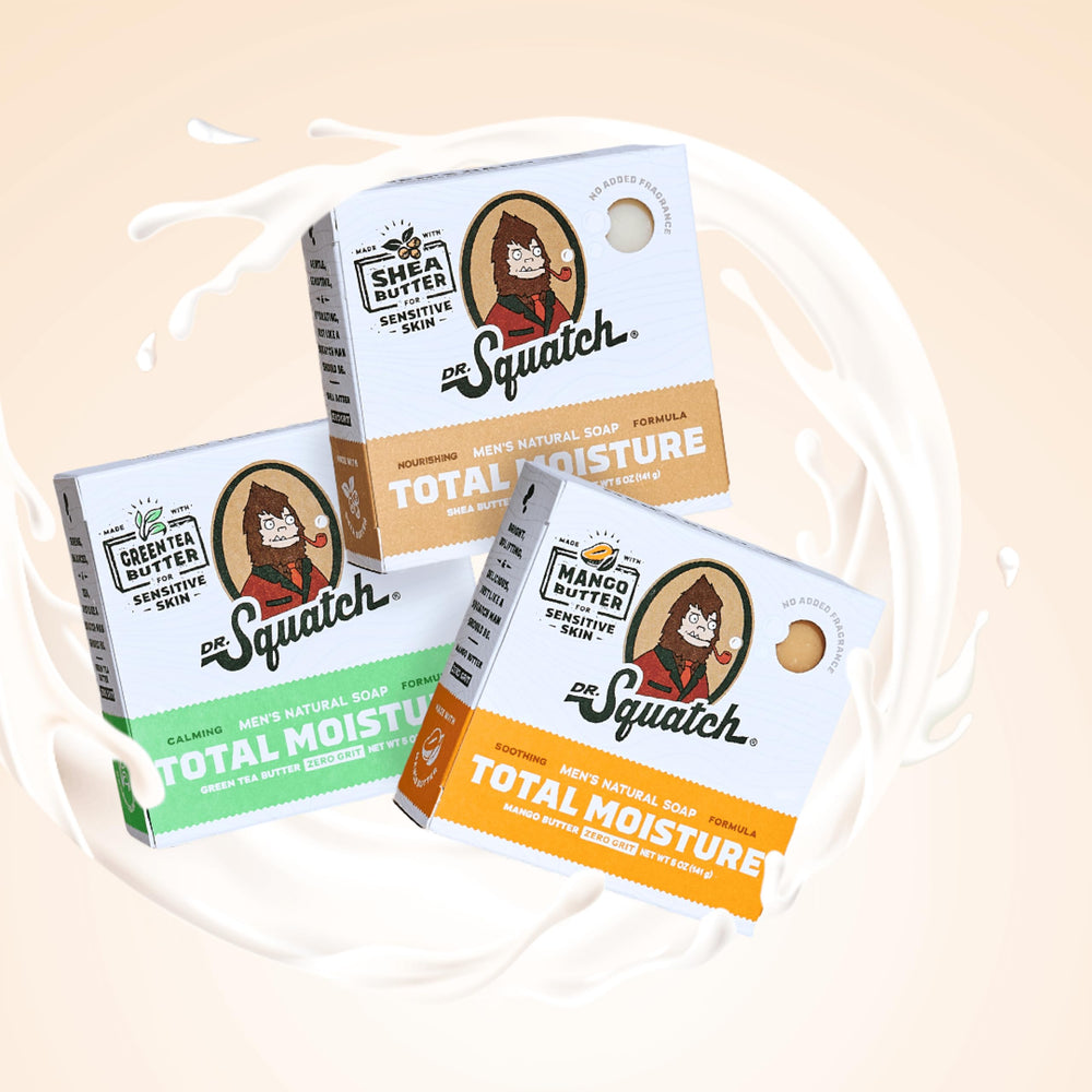 Dr. Squatch bar beside travel kit showing portable size and convenience