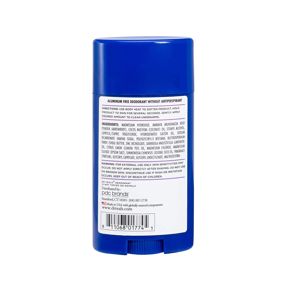 Dr Teal's deodorant on bathroom shelf with towels showing daily routine benefit