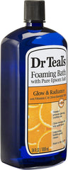 Dr Teal's label detail featuring sandalwood and vitamin C benefits