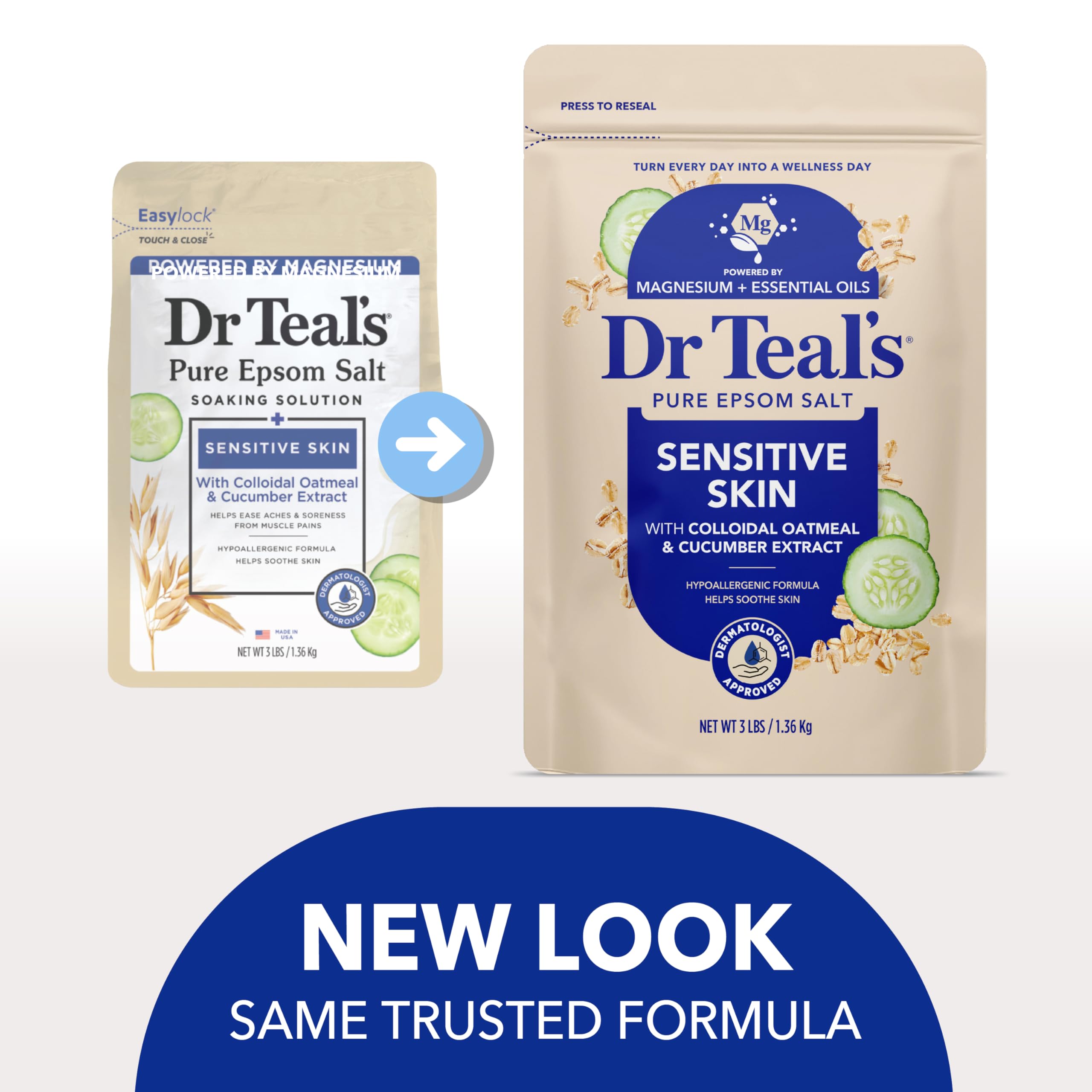 Dr Teal's close-up of colloidal oatmeal texture for gentle skin soothing