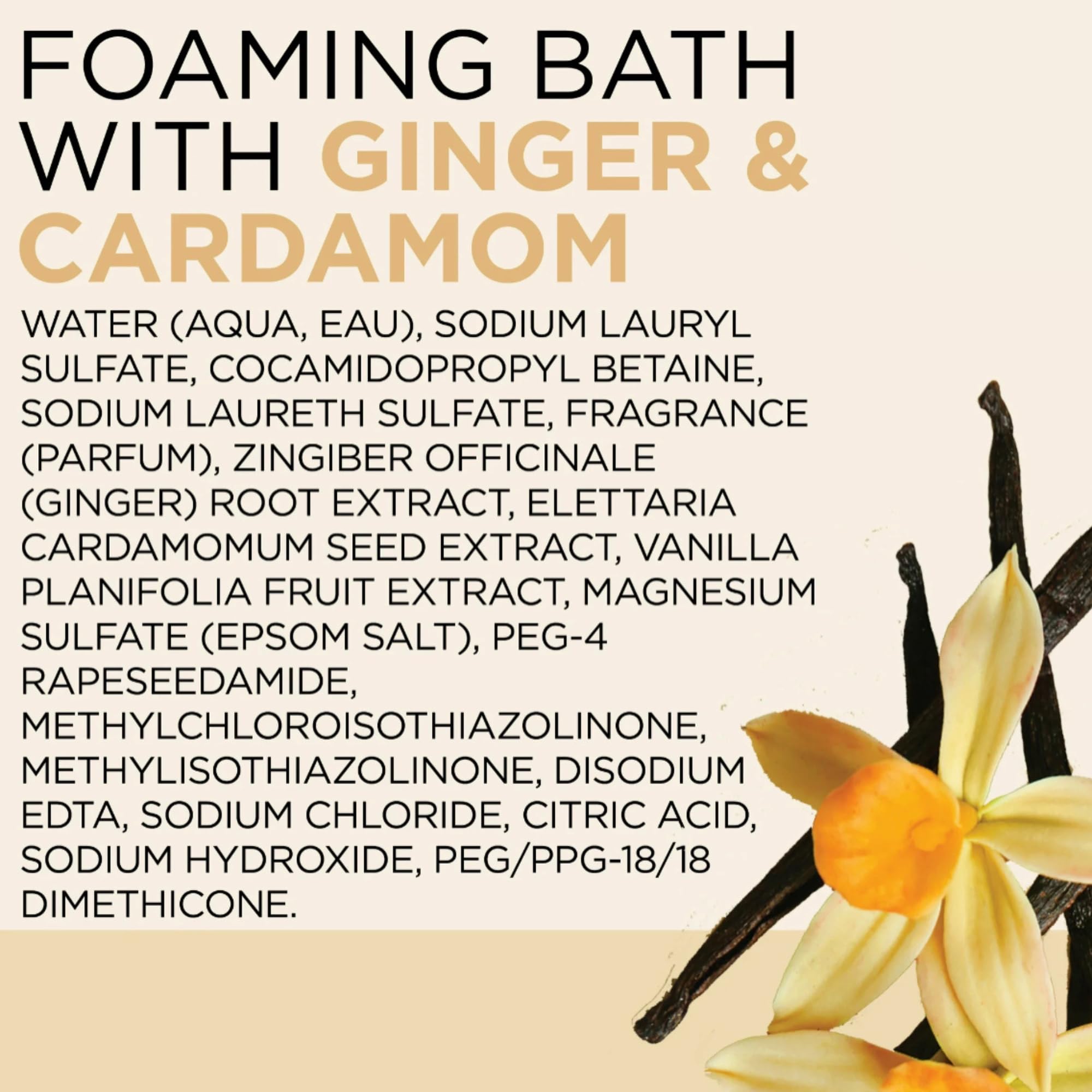Dr Teal's cozy vanilla season label close-up highlighting scent notes and clean ingredients