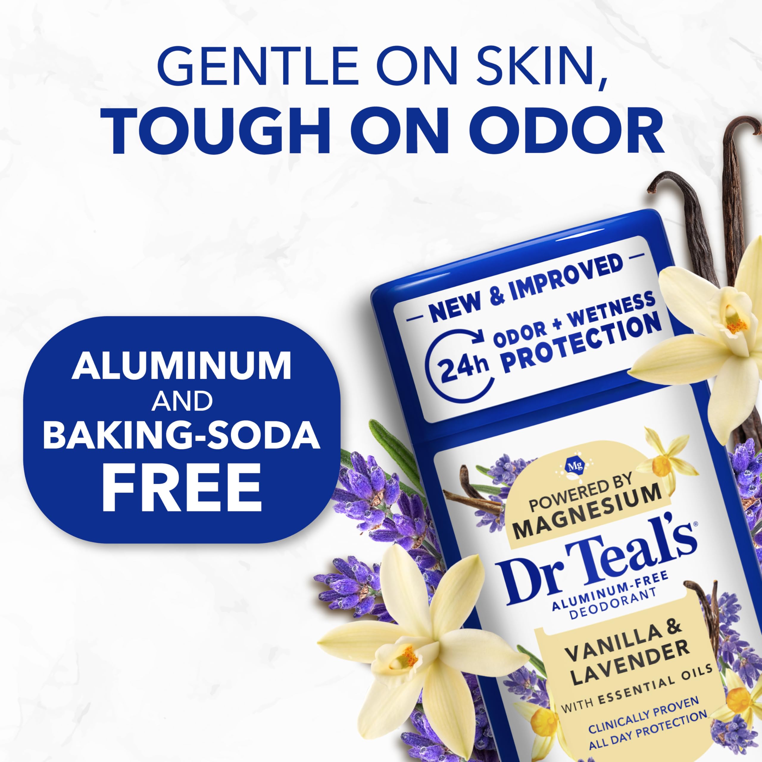 Dr Teal's deodorant in hand demonstrating easy daily application and coverage