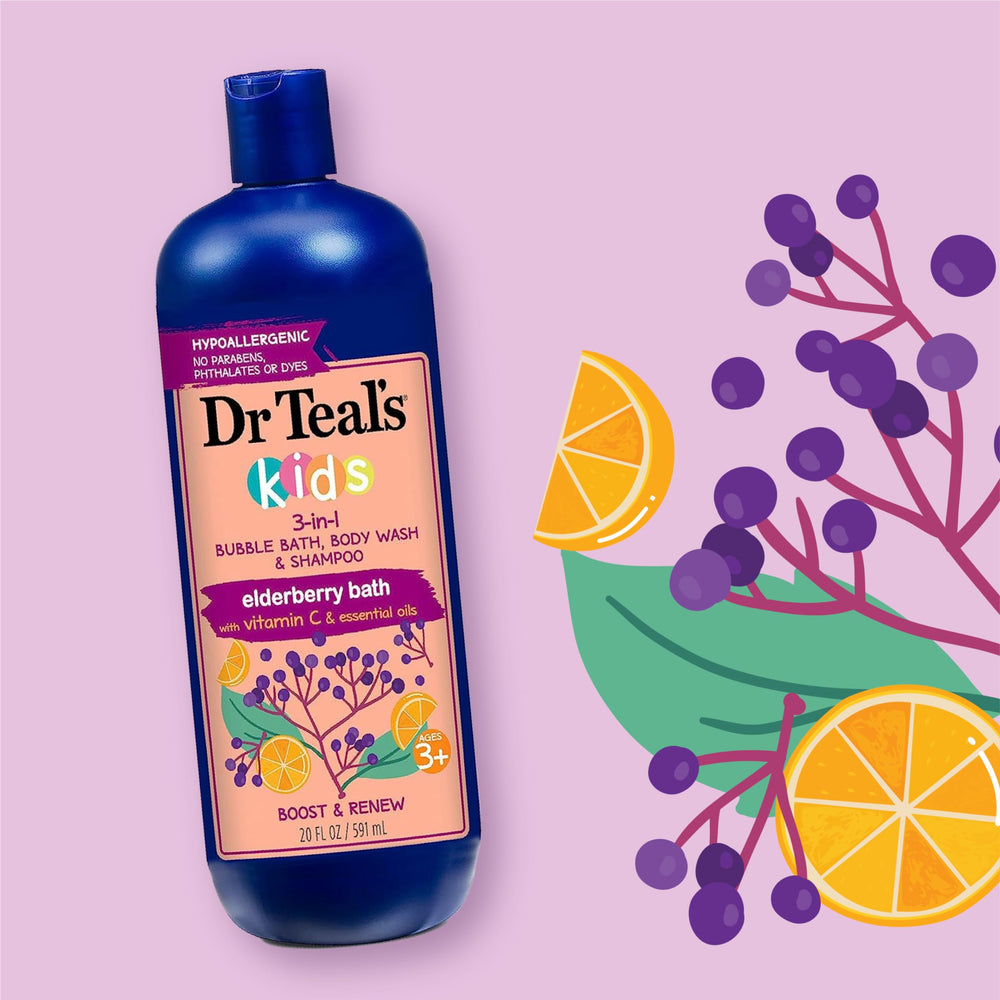 Dr Teal's pouring into bath creating bubbles for easy tub time