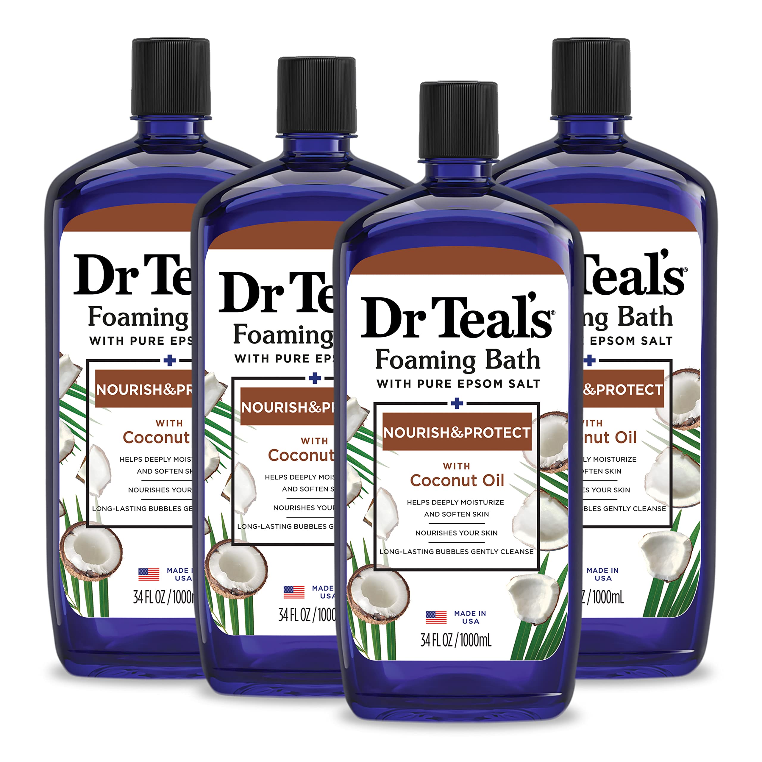Dr Teal's front label showing product name and coconut scent benefit