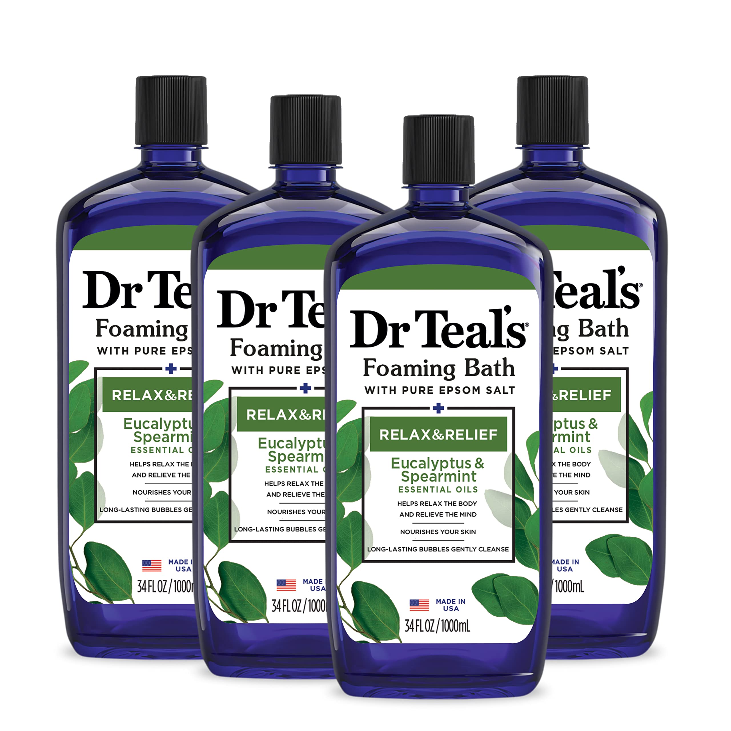 Dr Teal's front packaging showing brand and calming eucalyptus benefit