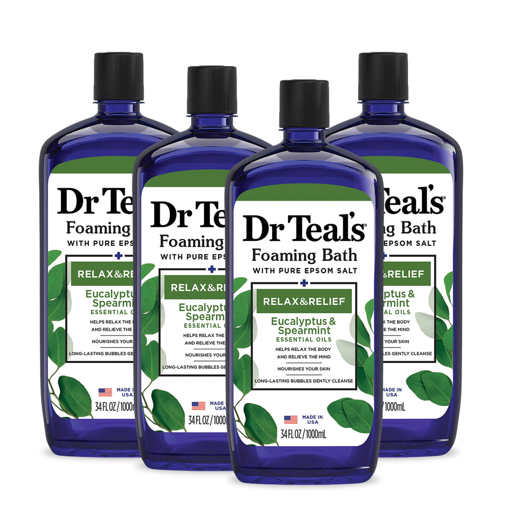 Dr Teal's front packaging showing brand and calming eucalyptus benefit