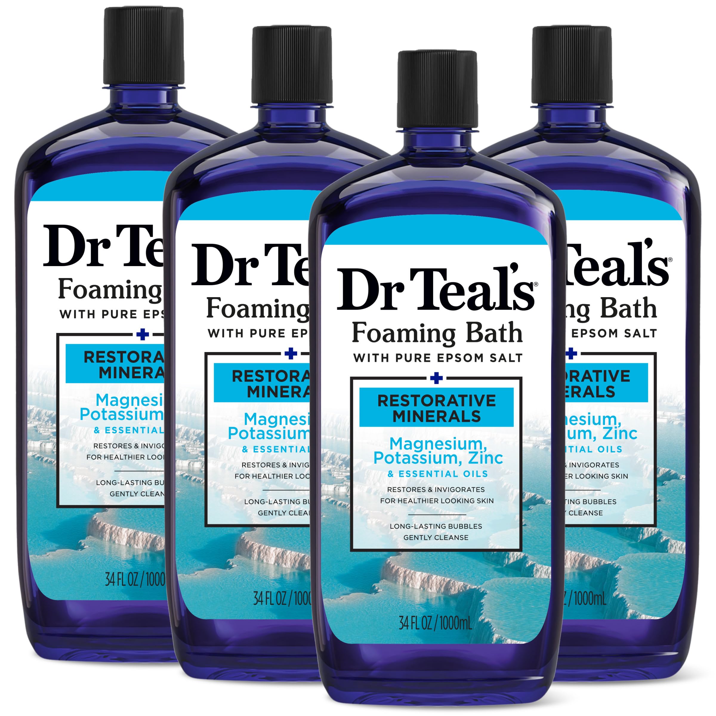 Dr Teal's front packaging showing bottle and restorative benefits