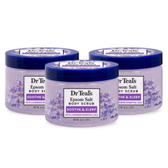 Dr Teal's front label pack of three showing product benefits