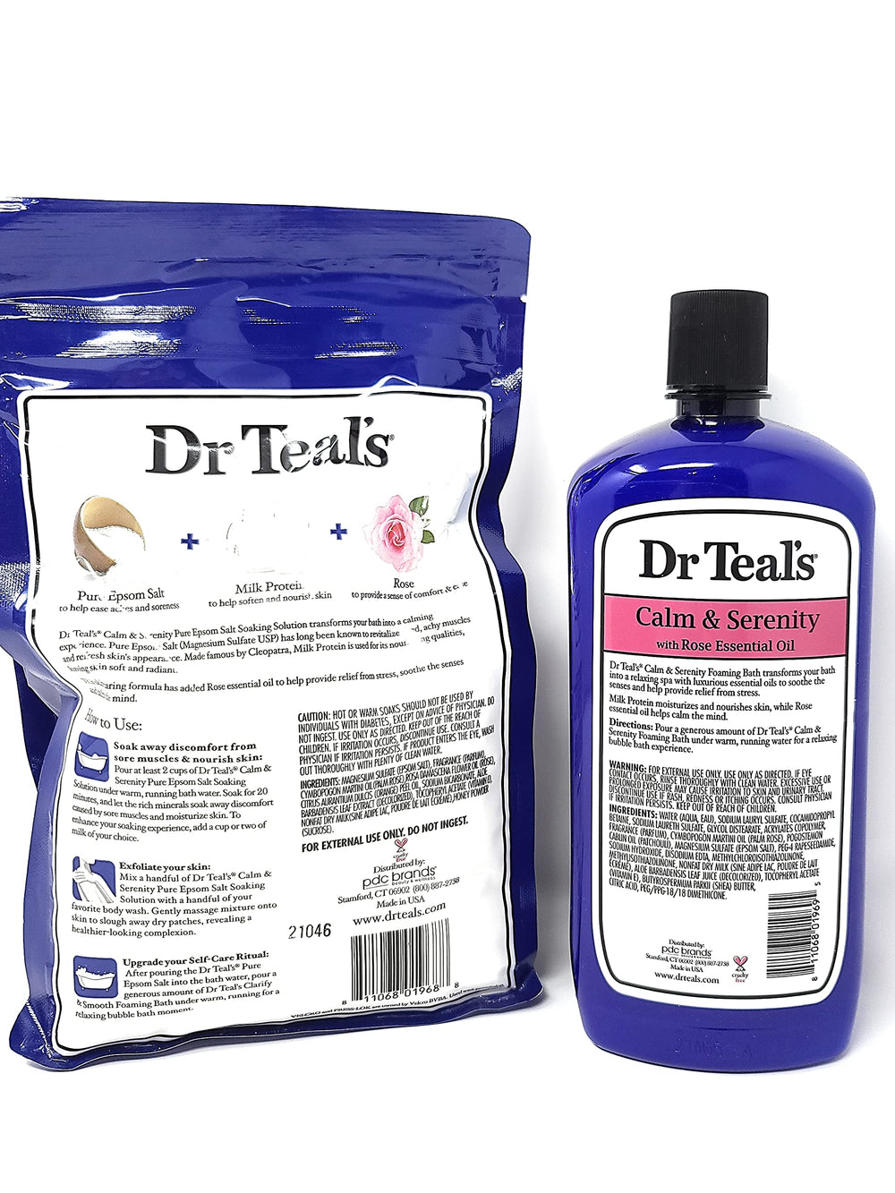 Ingredients panel and made in USA mark on Dr. Teal's packaging