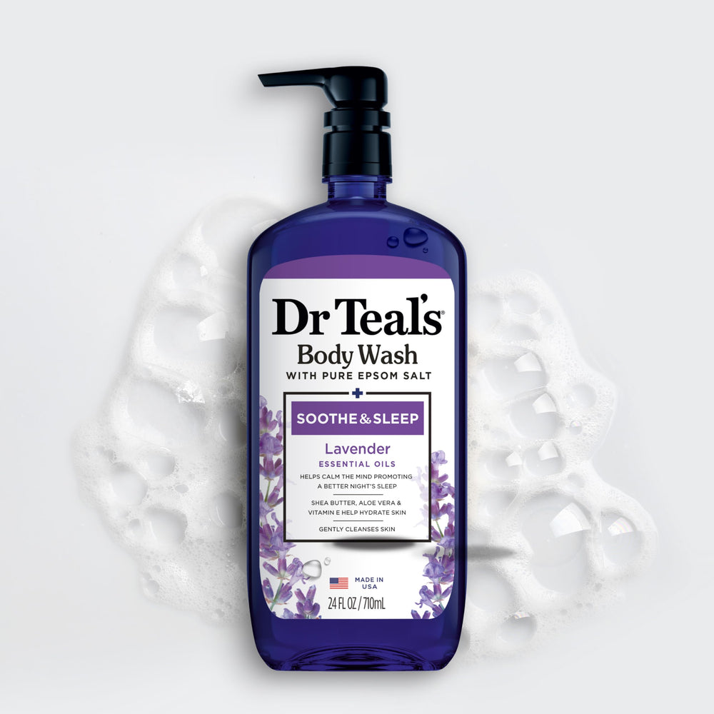Dr Teal's ingredients panel detailing shea butter aloe vera vitamin E transparency
