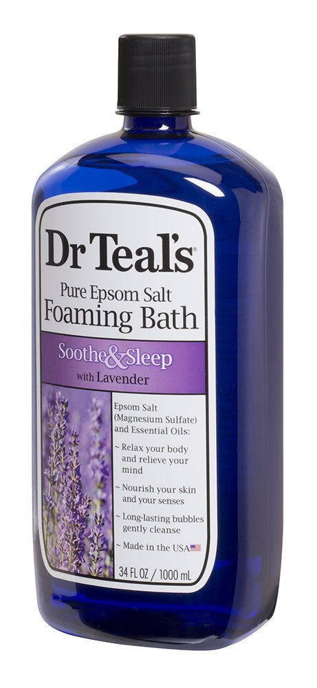 Dr Teal's rich foam close-up showing creamy lather that enhances bath comfort