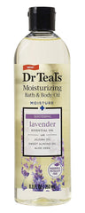 Dr Teal's lavender bottle close-up highlighting calming scent and texture