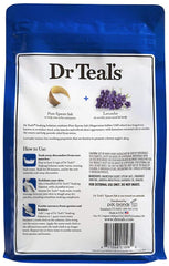 Dr Teal's lavender salt close-up texture showing fine crystals and calming aroma benefits